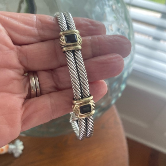 Vintage David Yurman Sterling, 14k and Amethyst Cable Bracelet - Picture 1 of 12